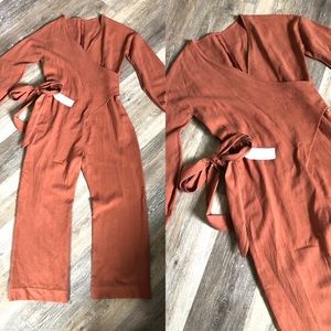 Hackwith Wrap Jumpsuit in Terra Cotta XS